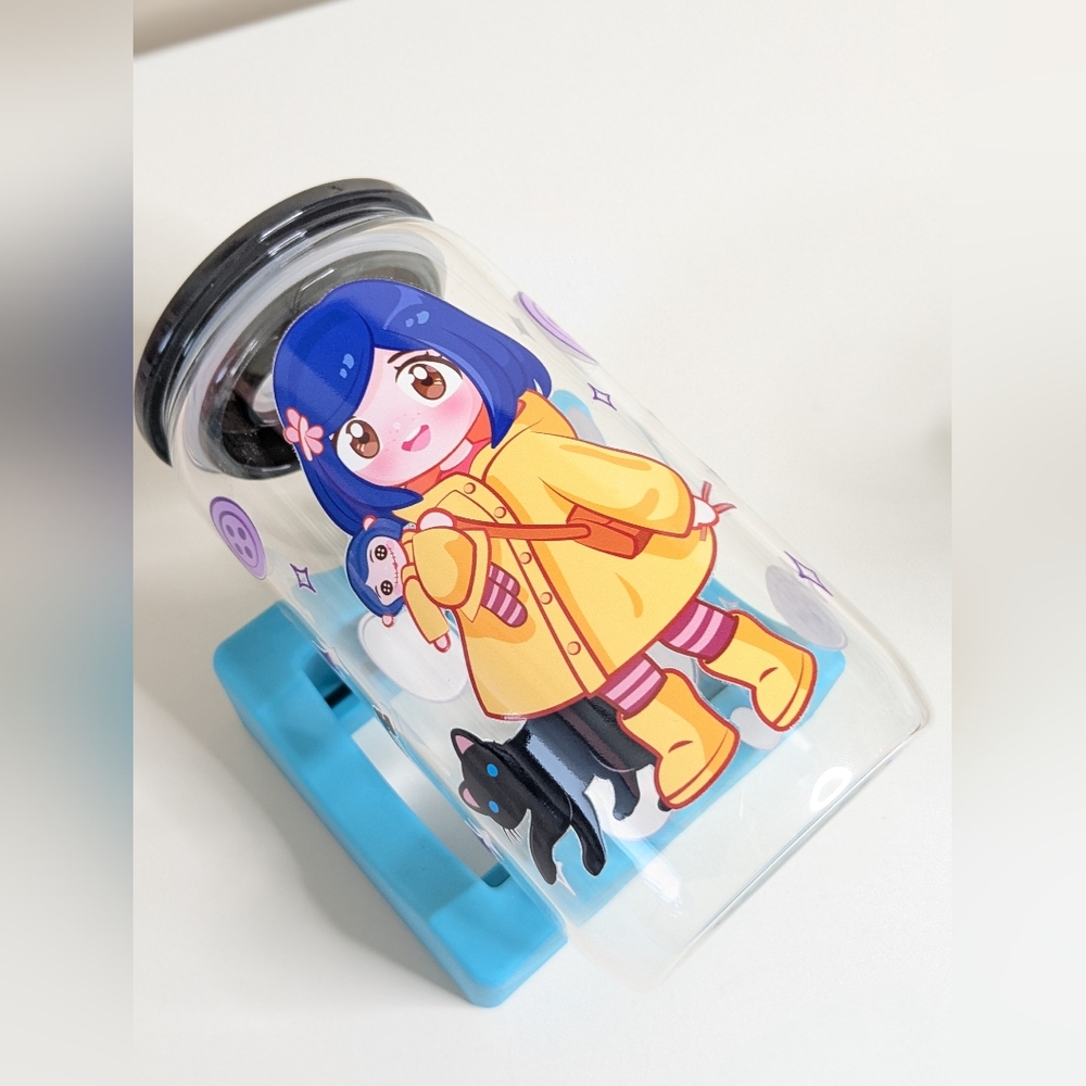 Handmade Coraline 16 Oz Coffee Glass Cup